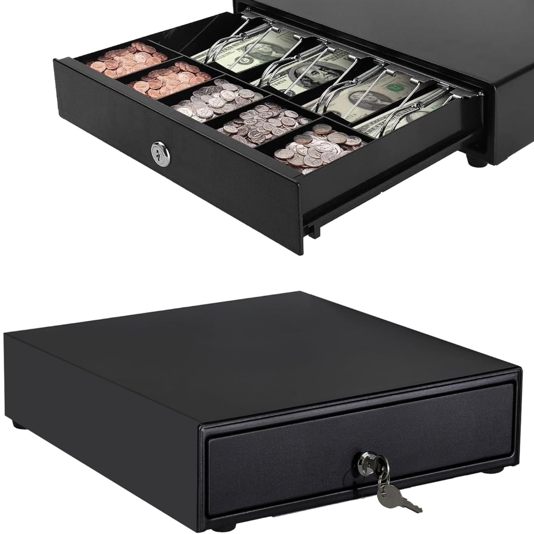 Beurotika Cash Drawer – Heavy-Duty Metal Cash Register Drawer with Lock