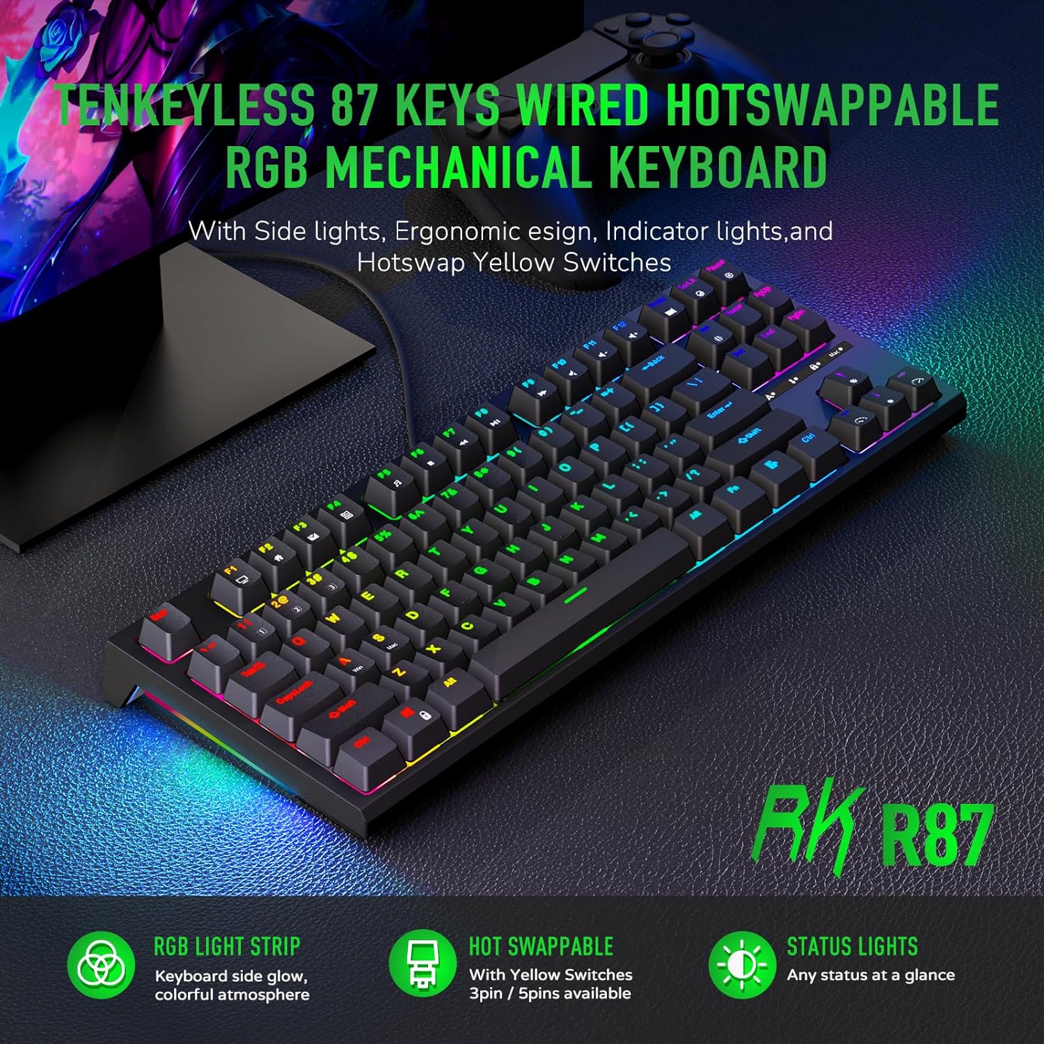 RK RK87 RGB Wireless Mechanical Gaming Keyboard