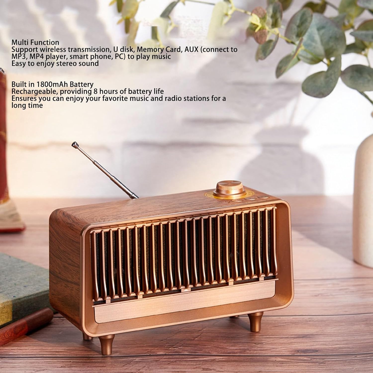 Vintage FM Radio, Portable Bluetooth Speaker